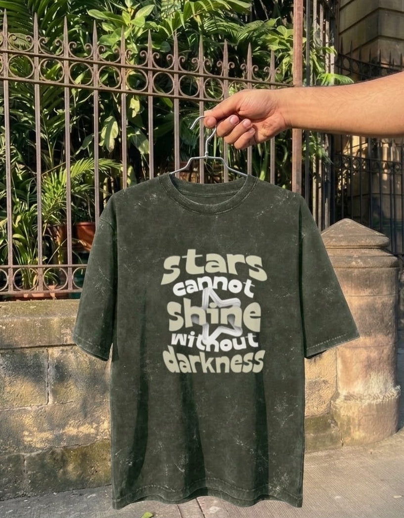 Stars Cannot Shine Without Darkness-Unisex Acid Washed Oversized Tee