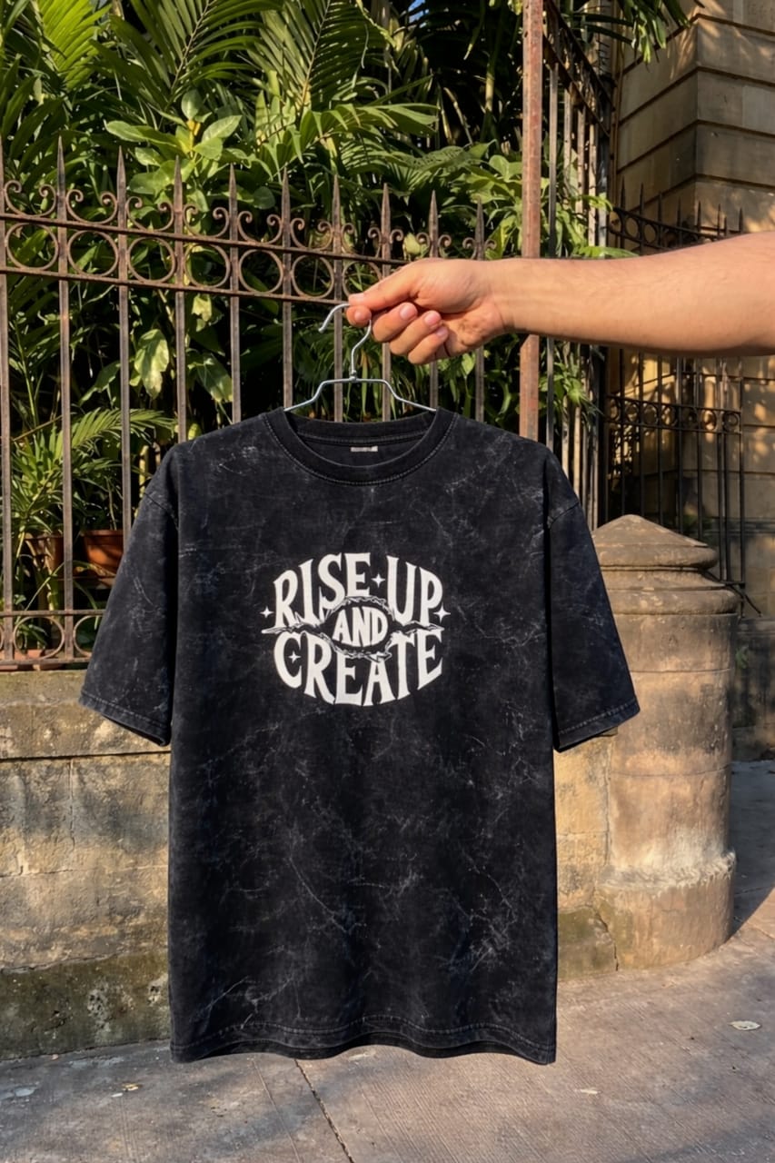 Rise Up And Create-Unisex Acid Washed Oversized Tee